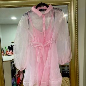 Misguided Pink Brand New Dress with Sheer Coverup, Brand New, Size 6